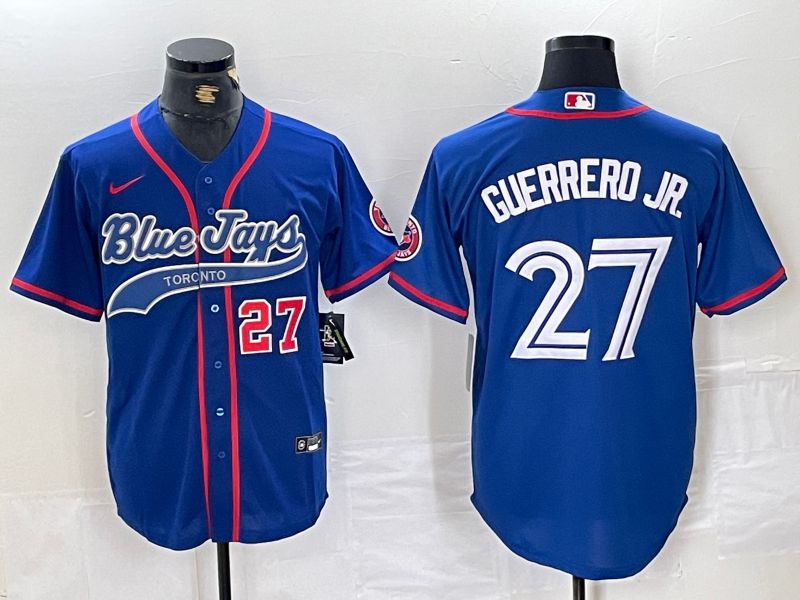 Men Toronto Blue Jays #27 Guerrero jr Blue Jointly 2024 Nike MLB Jersey style 1